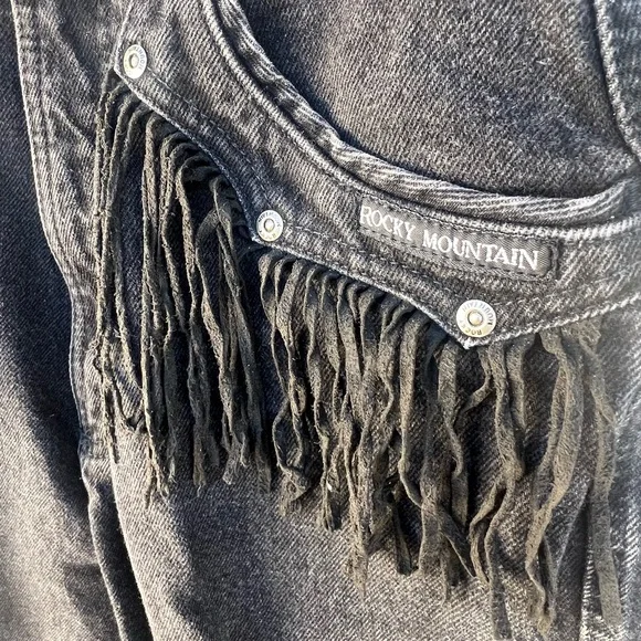 Rocky Mountain RARE Vintage Black Fringe Jeans - Picture 5 of 12